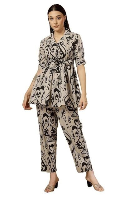 Women Ivory Print Baroque Pure Cotton Co-ord Set