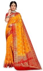 Sarees for Women Wear Cotton Silk Banarasi Sari Kanjivaram Soft 2024 Wedding Original Pure Kanchipuram Pattu Sadi with Blouse Piece (Barmasi)