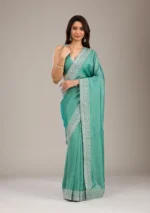 Sea Green Zariwork Soft Silk Saree - Image 2